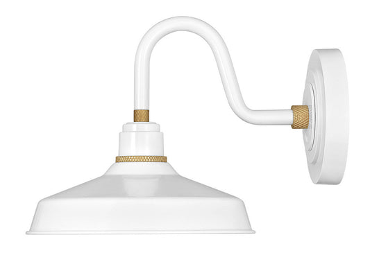 Hinkley Foundry Classic Outdoor Gooseneck Barn Light Gloss White, Brass