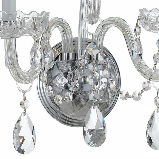 Crystorama Traditional 2 Light Crystal Wall Sconce Polished Chrome