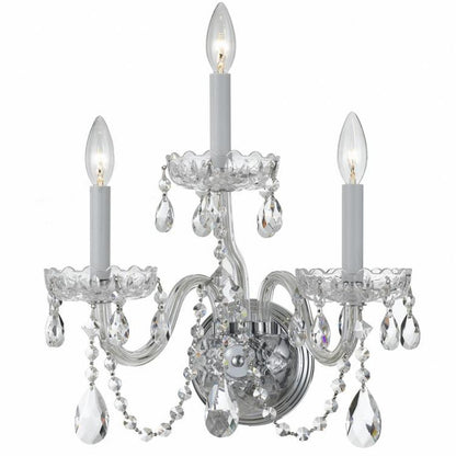 Crystorama Traditional 3 Light Crystal Wall Sconce Polished Chrome