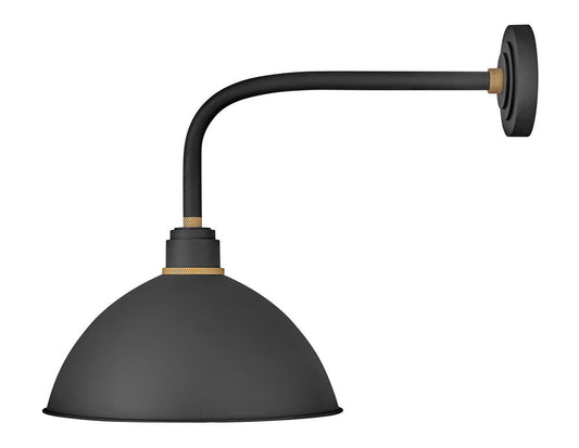 Hinkley Foundry Dome Outdoor Straight Arm Barn Light Black