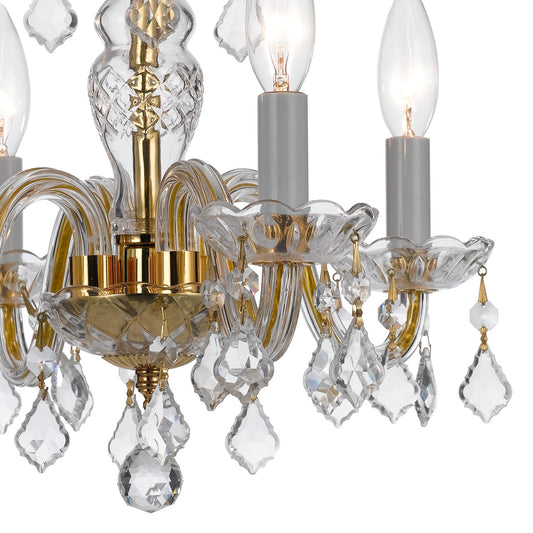 Crystorama Traditional 4 Light Crystal Mini Chandelier Polished Brass