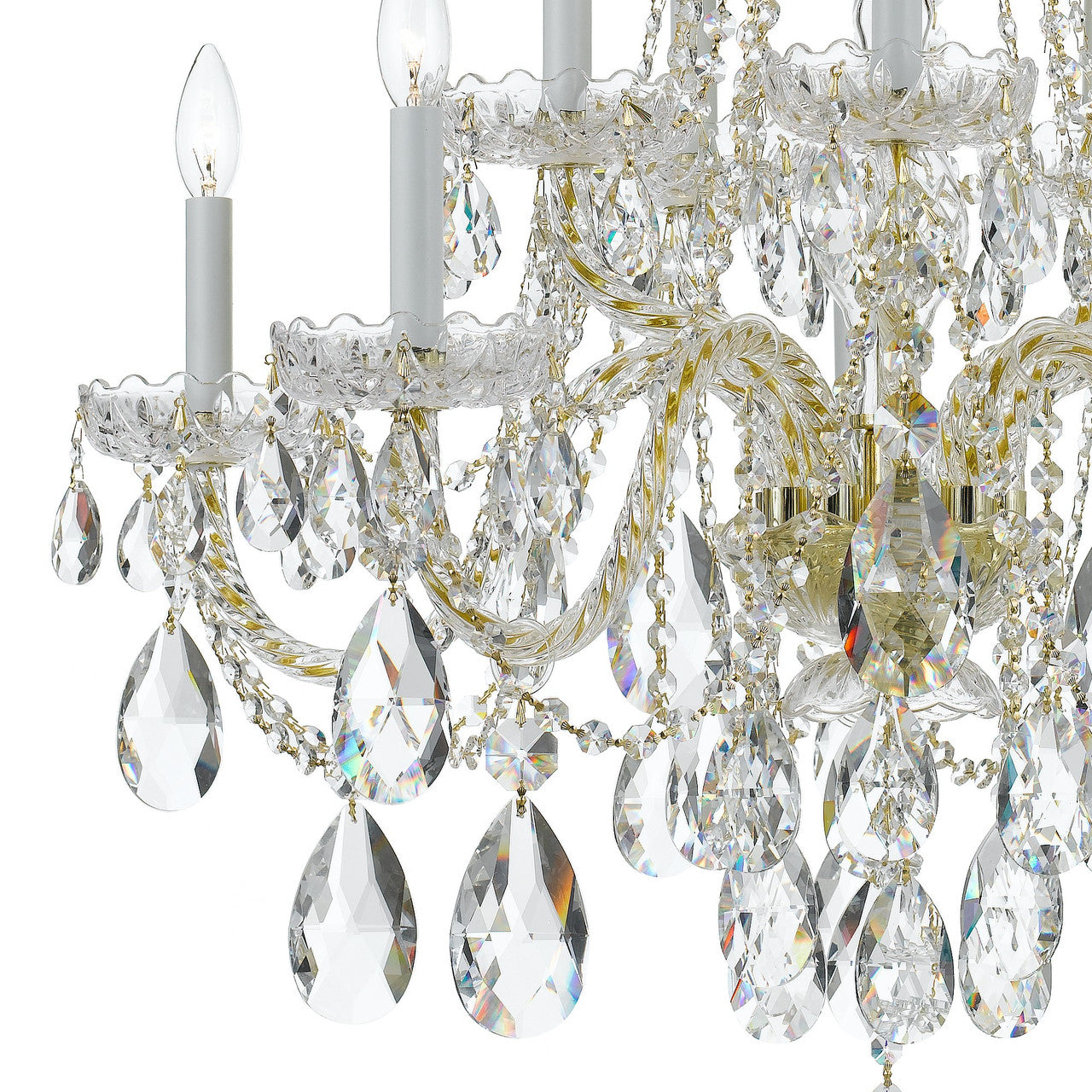 Crystorama Traditional 10 Light Crystal Chandelier Polished Brass