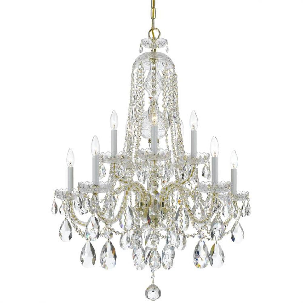 Crystorama Traditional 10 Light Crystal Chandelier Polished Brass