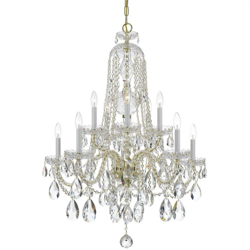 Crystorama Traditional 10 Light Crystal Chandelier Polished Chrome