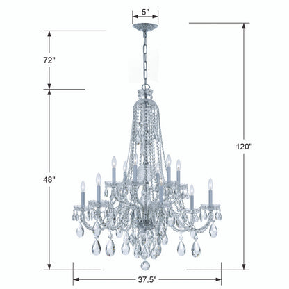Crystorama Traditional 12 Light Crystal Chandelier Polished Chrome
