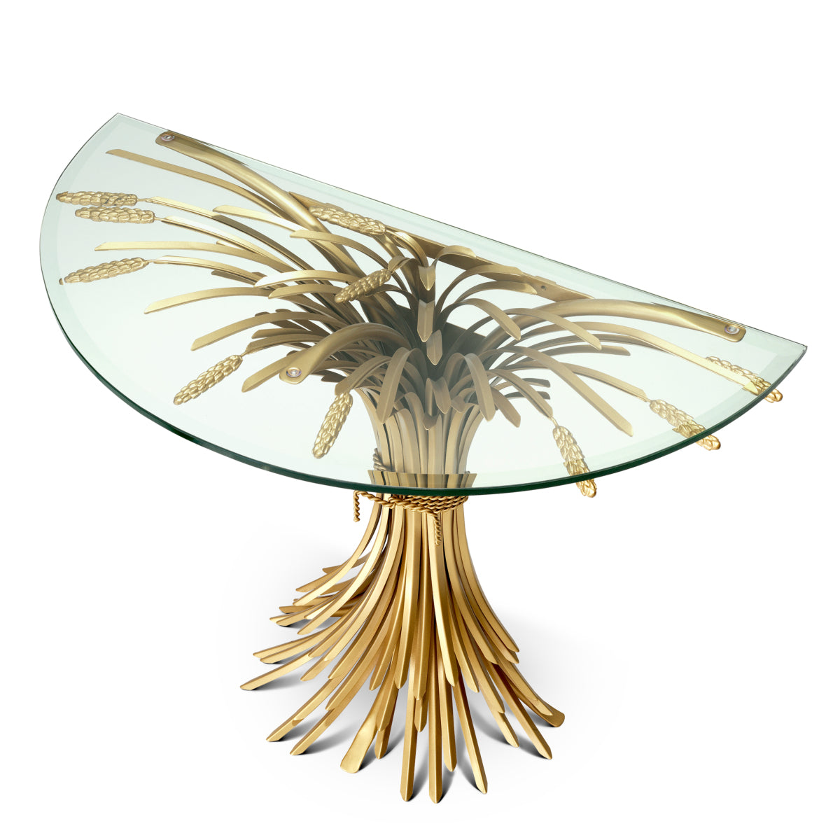 Eichholtz Bonheur Console Table, Painted Brass Colour, Bevelled Clear Glass (111804)