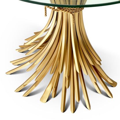 Eichholtz Bonheur Console Table, Painted Brass Colour, Bevelled Clear Glass (111804)