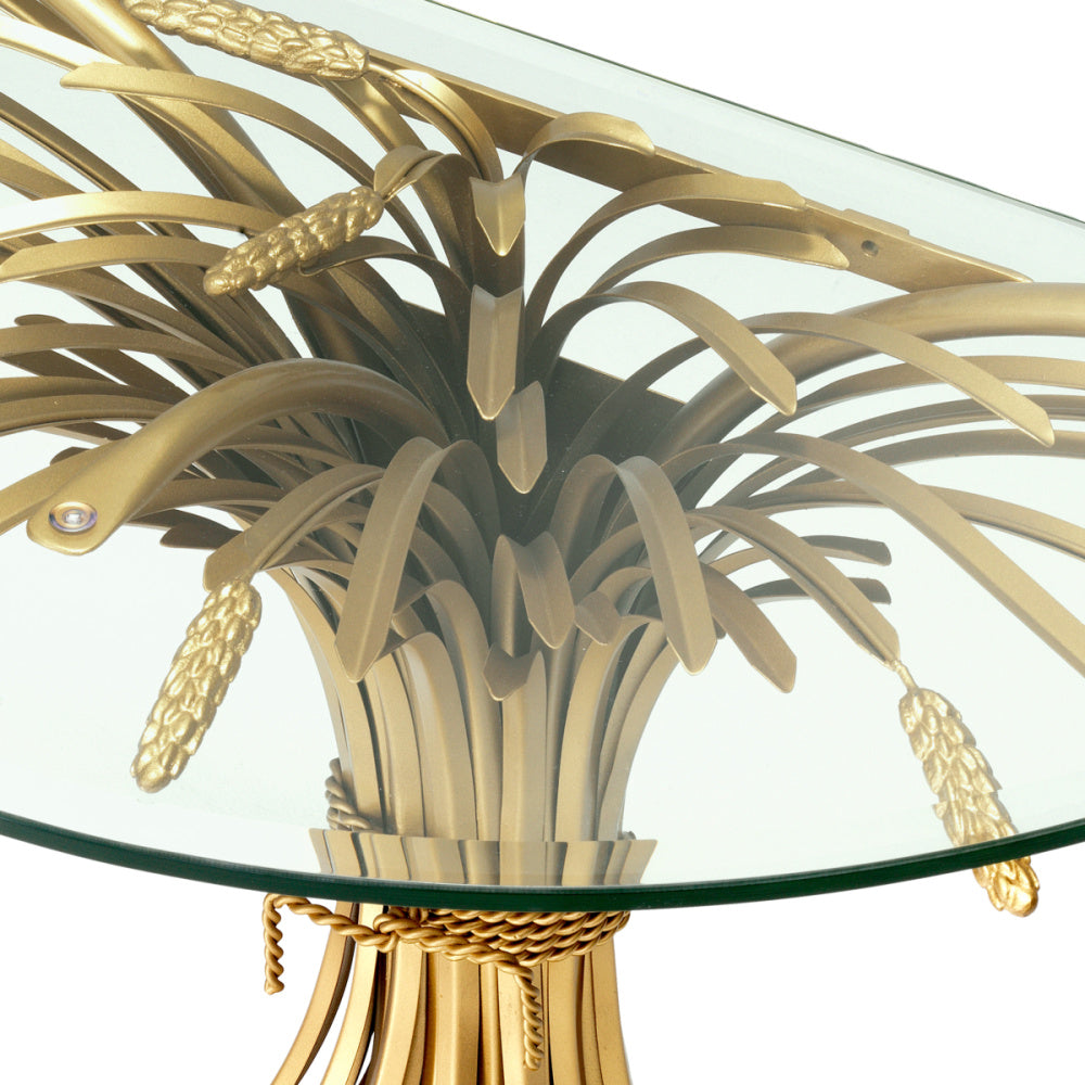 Eichholtz Bonheur Console Table, Painted Brass Colour, Bevelled Clear Glass (111804)