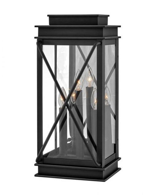 Hinkley Montecito Outdoor Wall Lantern Black, Museum Black