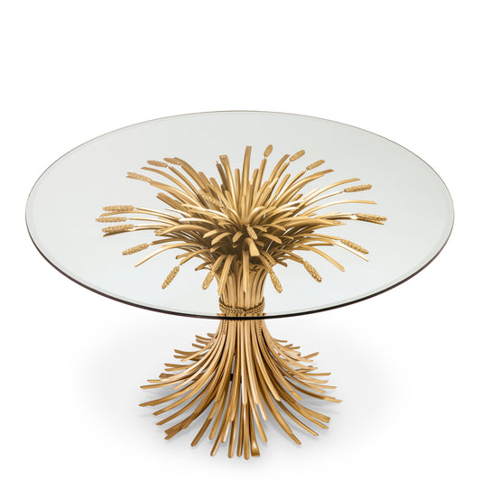 Eichholtz Bonheur ø Centre Table, Painted Brass Colour, Bevelled Clear Glass (112128)