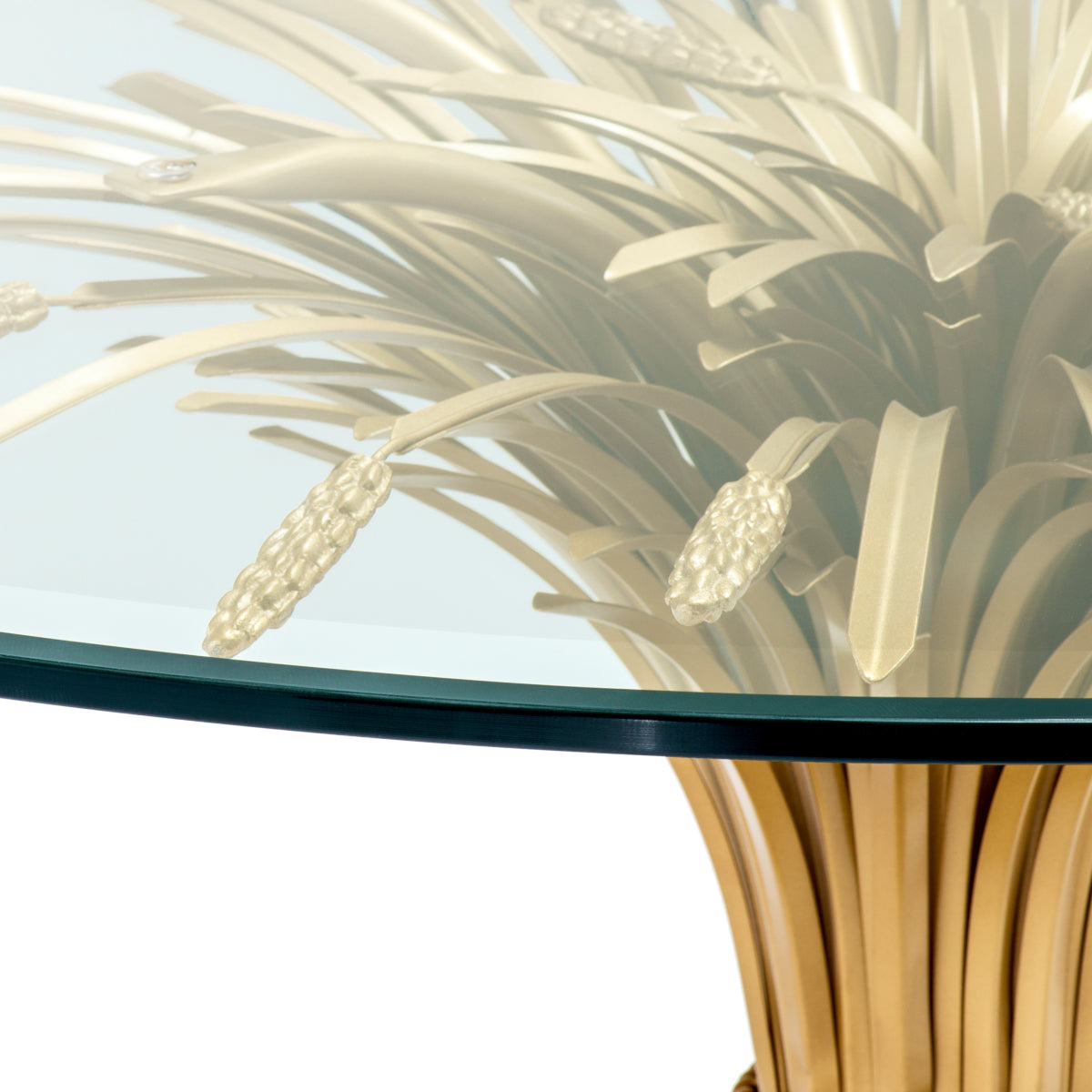 Eichholtz Bonheur ø Centre Table, Painted Brass Colour, Bevelled Clear Glass (112128)