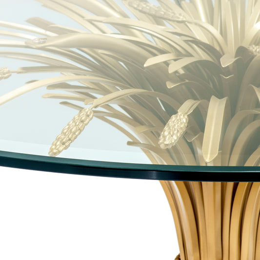 Eichholtz Bonheur ø Centre Table, Painted Brass Colour, Bevelled Clear Glass (112128)