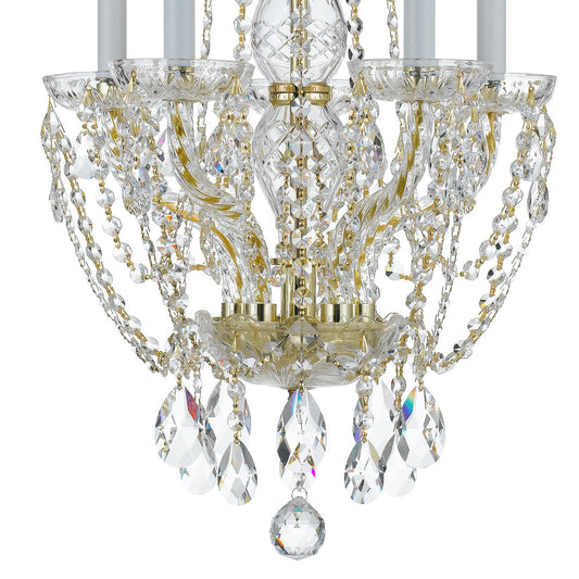 Crystorama Traditional 5 Light Crystal Mini Chandelier Polished Chrome