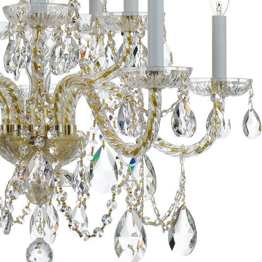 Crystorama Traditional 10 Light Crystal Chandelier Polished Brass