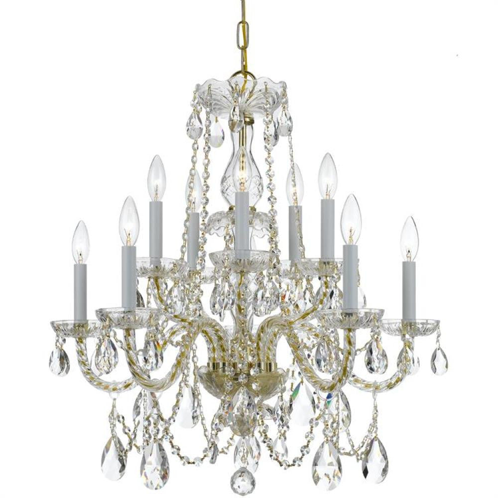 Crystorama Traditional 10 Light Crystal Chandelier Polished Brass