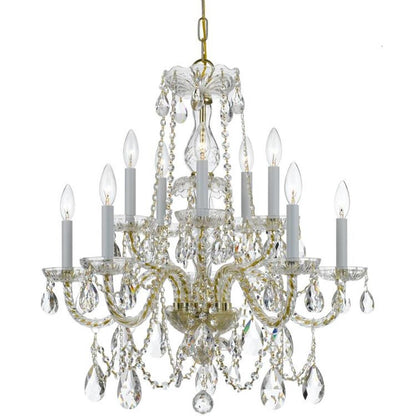 Crystorama Traditional 10 Light Crystal Chandelier Polished Brass