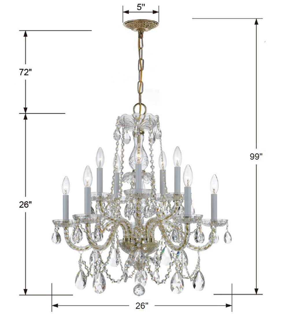 Crystorama Traditional 10 Light Crystal Chandelier Polished Chrome