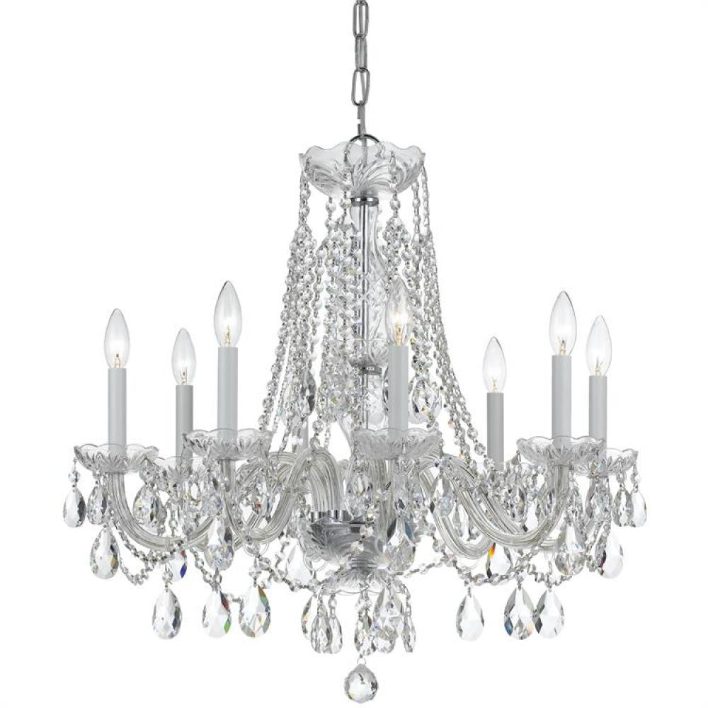 Crystorama Traditional 8 Light Crystal Chandelier Polished Brass