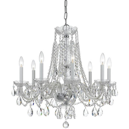 Crystorama Traditional 8 Light Crystal Chandelier Polished Brass