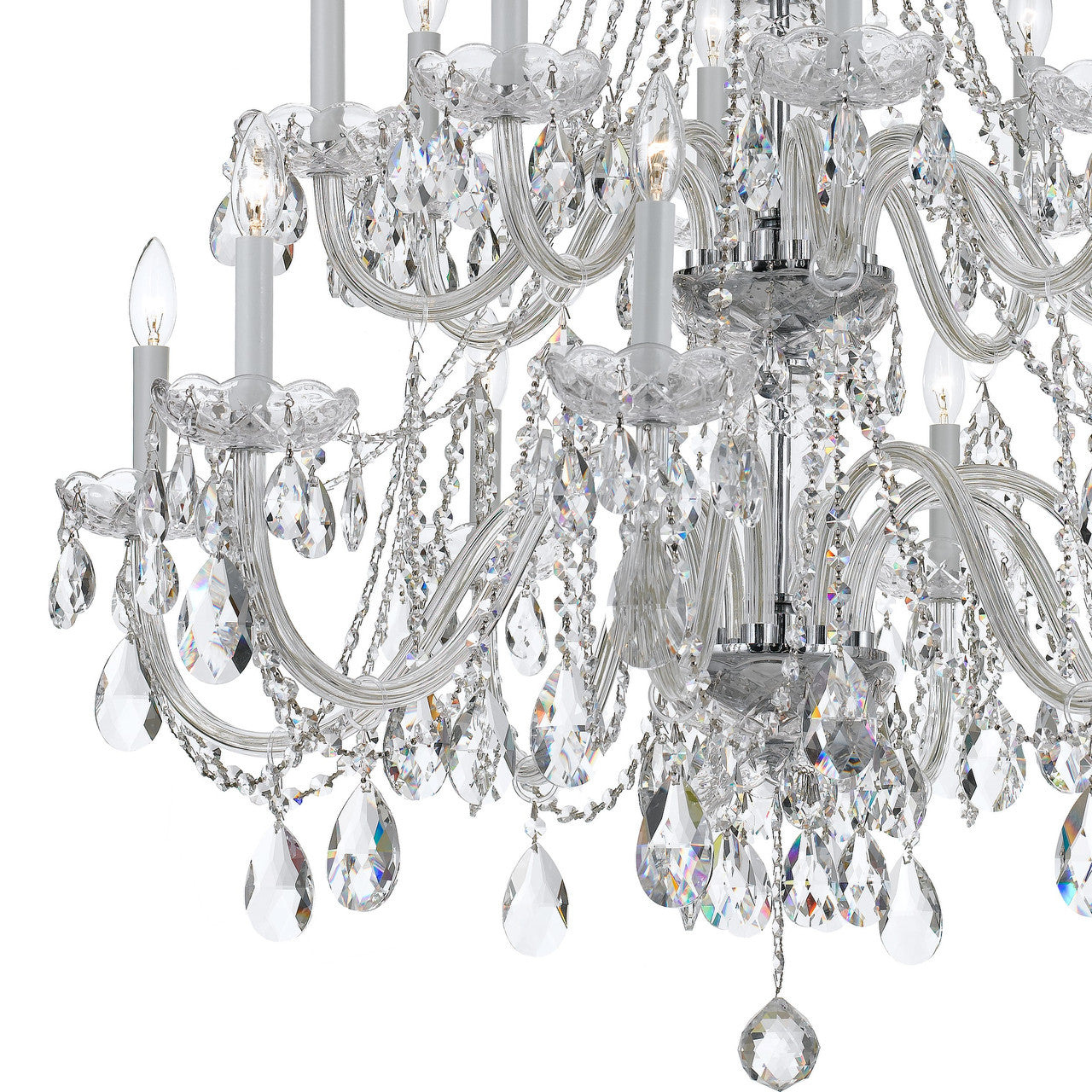 Crystorama Traditional 16 Light Crystal Chandelier Polished Chrome