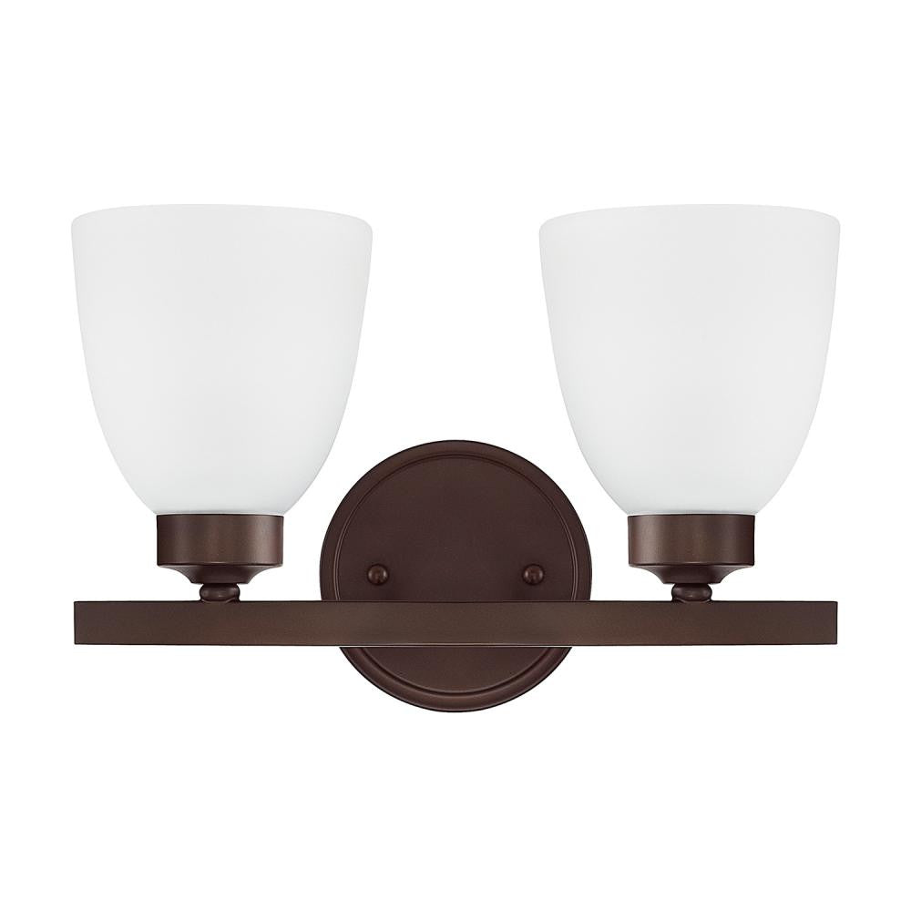 Capital Jameson 2-Light Vanity, Soft White Glass, Bronze