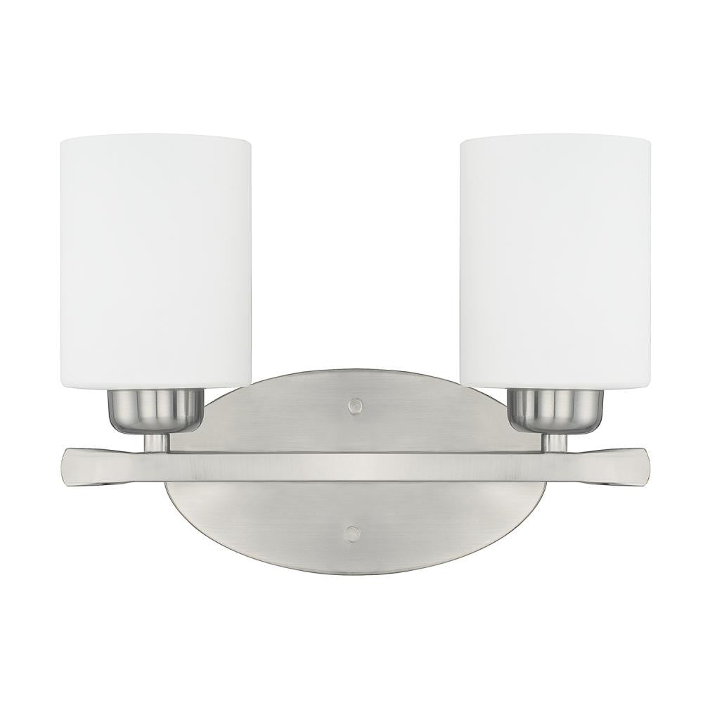 Capital Dixon Bath Vanity, 2-Light, Brushed Nickel, Soft White Glass