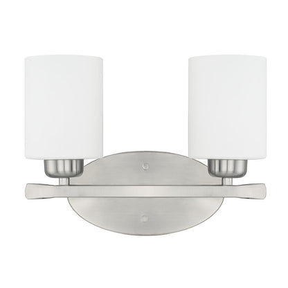 Capital Dixon Bath Vanity, 2-Light, Brushed Nickel, Soft White Glass