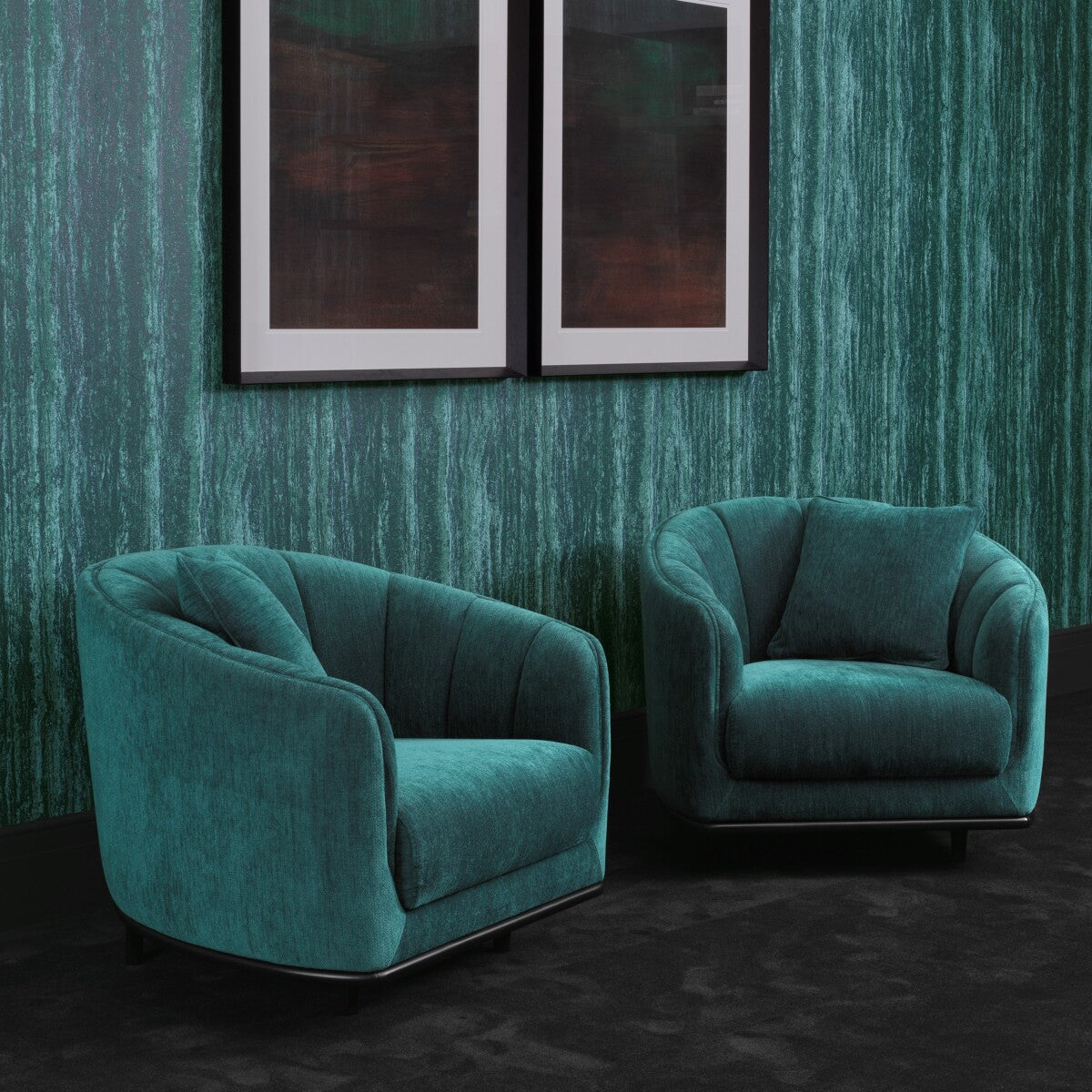 Eichholtz Agostino Chair, Pavilion Sea Green, Black Base (116740)