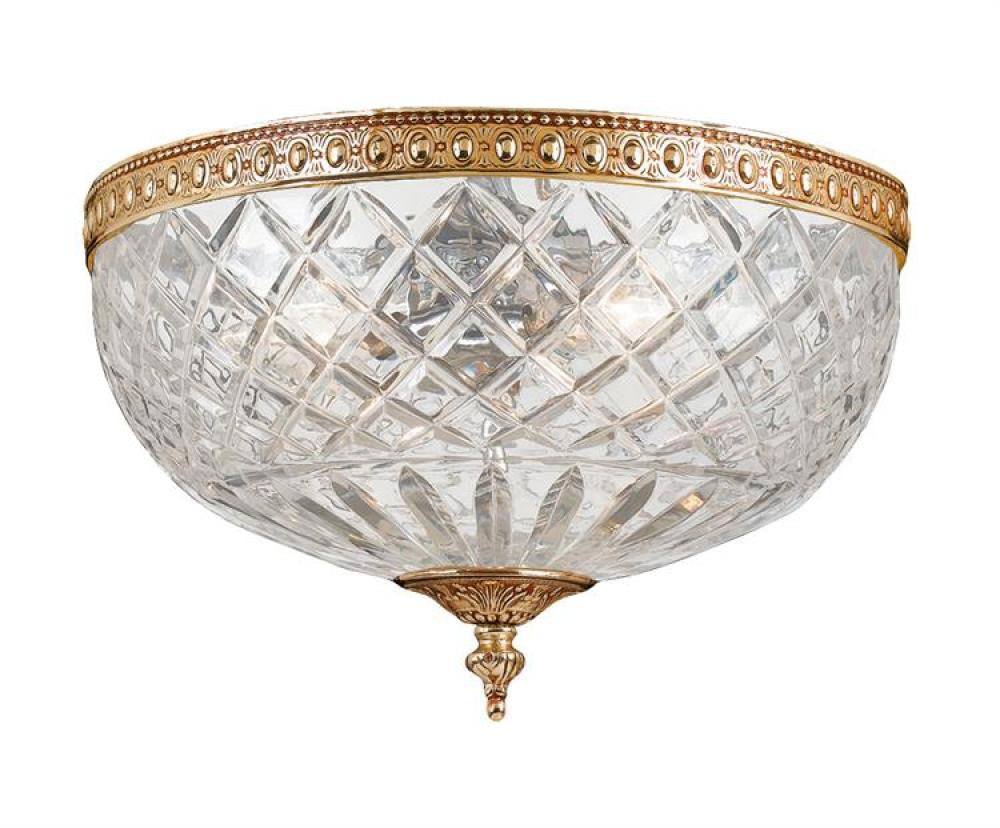 Crystorama Ceiling Mount 3 Light Flush Mount Olde Brass