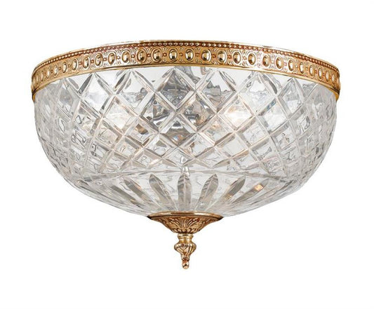Crystorama Ceiling Mount 3 Light Flush Mount Olde Brass