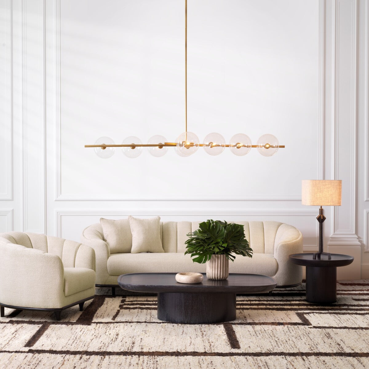 Eichholtz Agostino Sofa, Nuoro Beige, Black Feet (117146)
