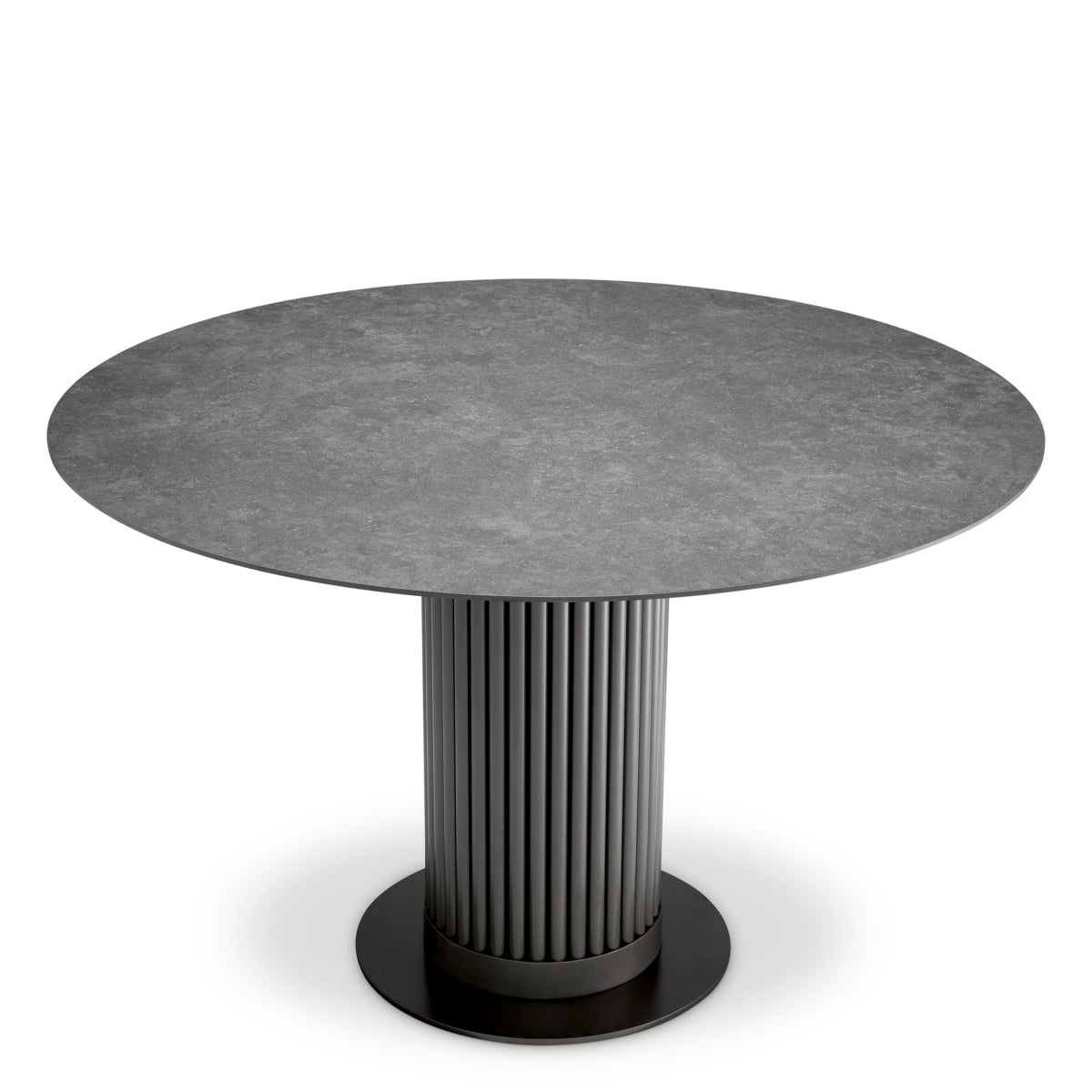 Eichholtz Volterra Round Outdoor Dining Table, Bronze, Ceramic Marble-look Top (117743)