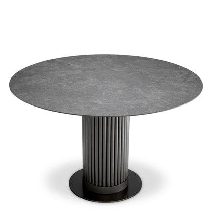 Eichholtz Volterra Round Outdoor Dining Table, Bronze, Ceramic Marble-look Top (117743)