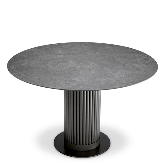 Eichholtz Volterra Round Outdoor Dining Table, Bronze, Ceramic Marble-look Top (117743)