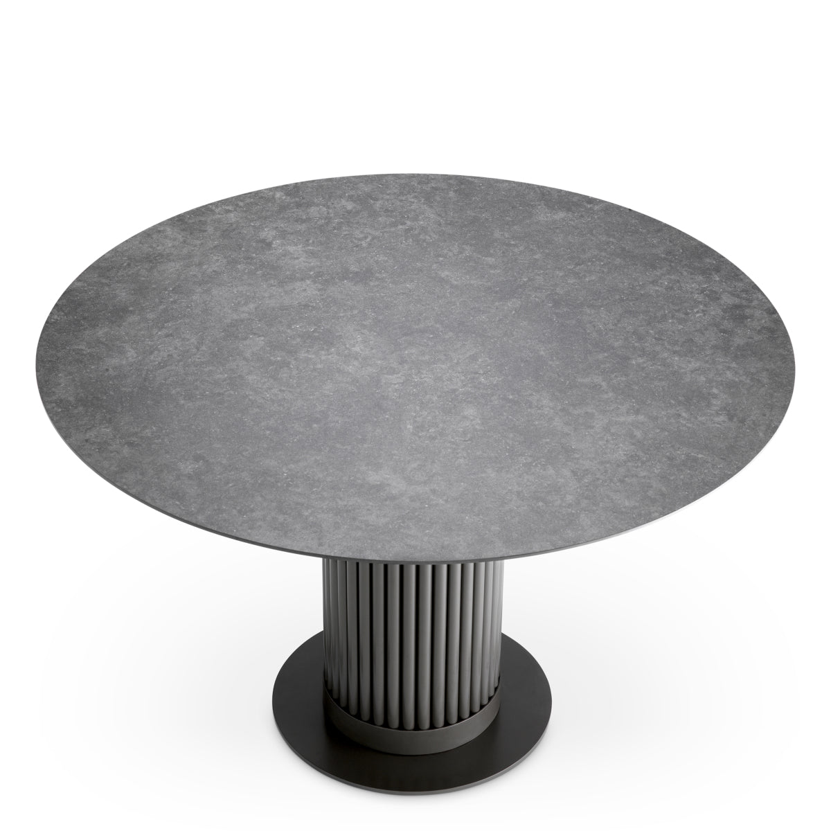 Eichholtz Volterra Round Outdoor Dining Table, Bronze, Ceramic Marble-look Top (117743)