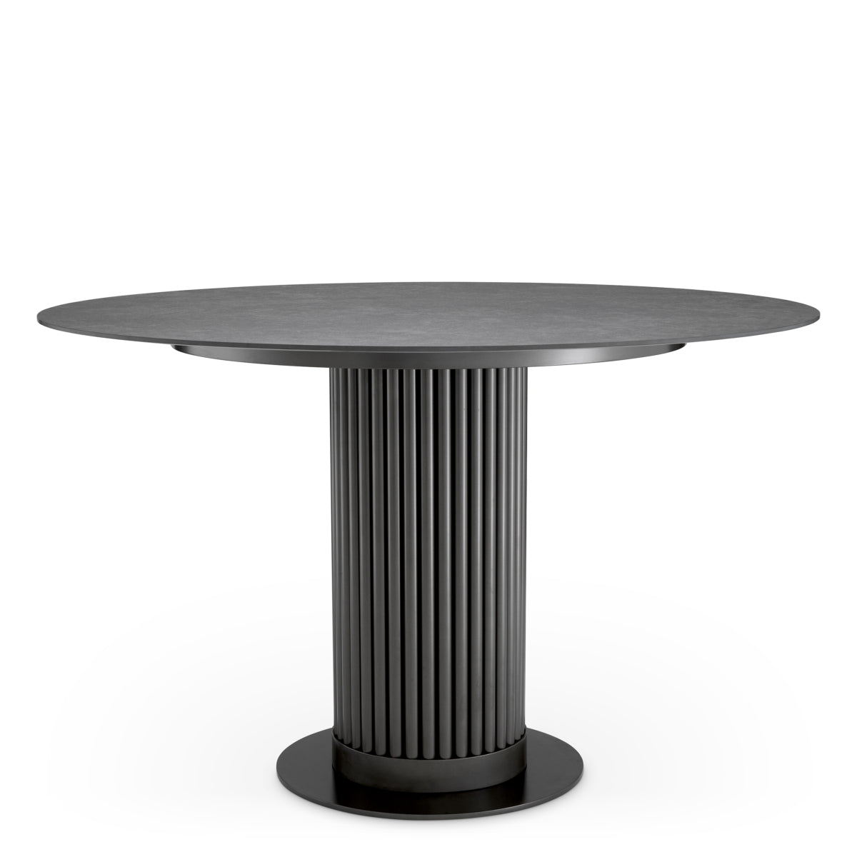Eichholtz Volterra Round Outdoor Dining Table, Bronze, Ceramic Marble-look Top (117743)