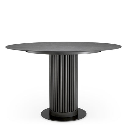 Eichholtz Volterra Round Outdoor Dining Table, Bronze, Ceramic Marble-look Top (117743)