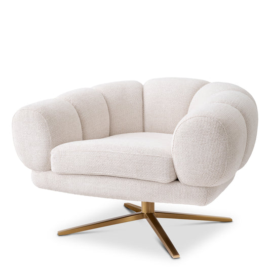 Eichholtz Sunset Swivel Chair, Lyssa Off-white, Brushed Brass Base (A117939)