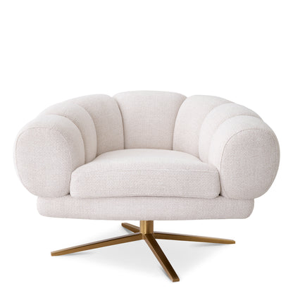 Eichholtz Sunset Swivel Chair, Lyssa Off-white, Brushed Brass Base (A117939)