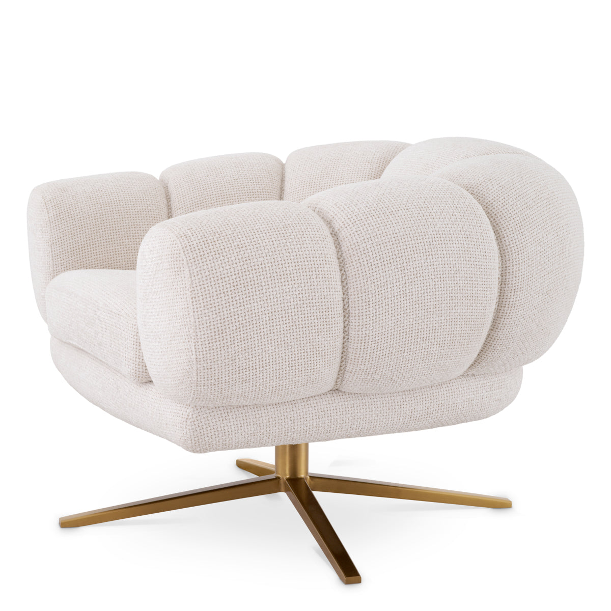 Eichholtz Sunset Swivel Chair, Lyssa Off-white, Brushed Brass Base (A117939)