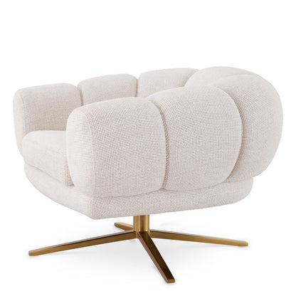 Eichholtz Sunset Swivel Chair, Lyssa Off-white, Brushed Brass Base (A117939)