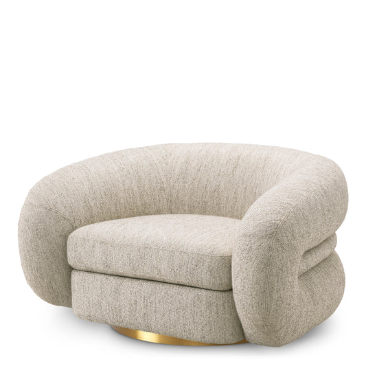 Eichholtz Cosenza Swivel Chair, Splendor Light Grey, Brushed Brass Swivel Base (A118226)