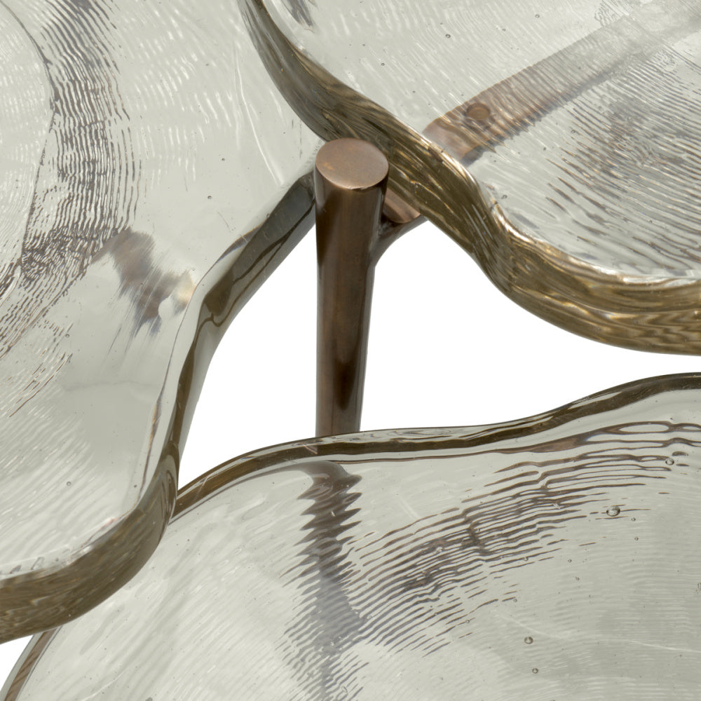 Eichholtz Baldovini Coffee Table, Vintage Brass, Handmade Glass (118321)
