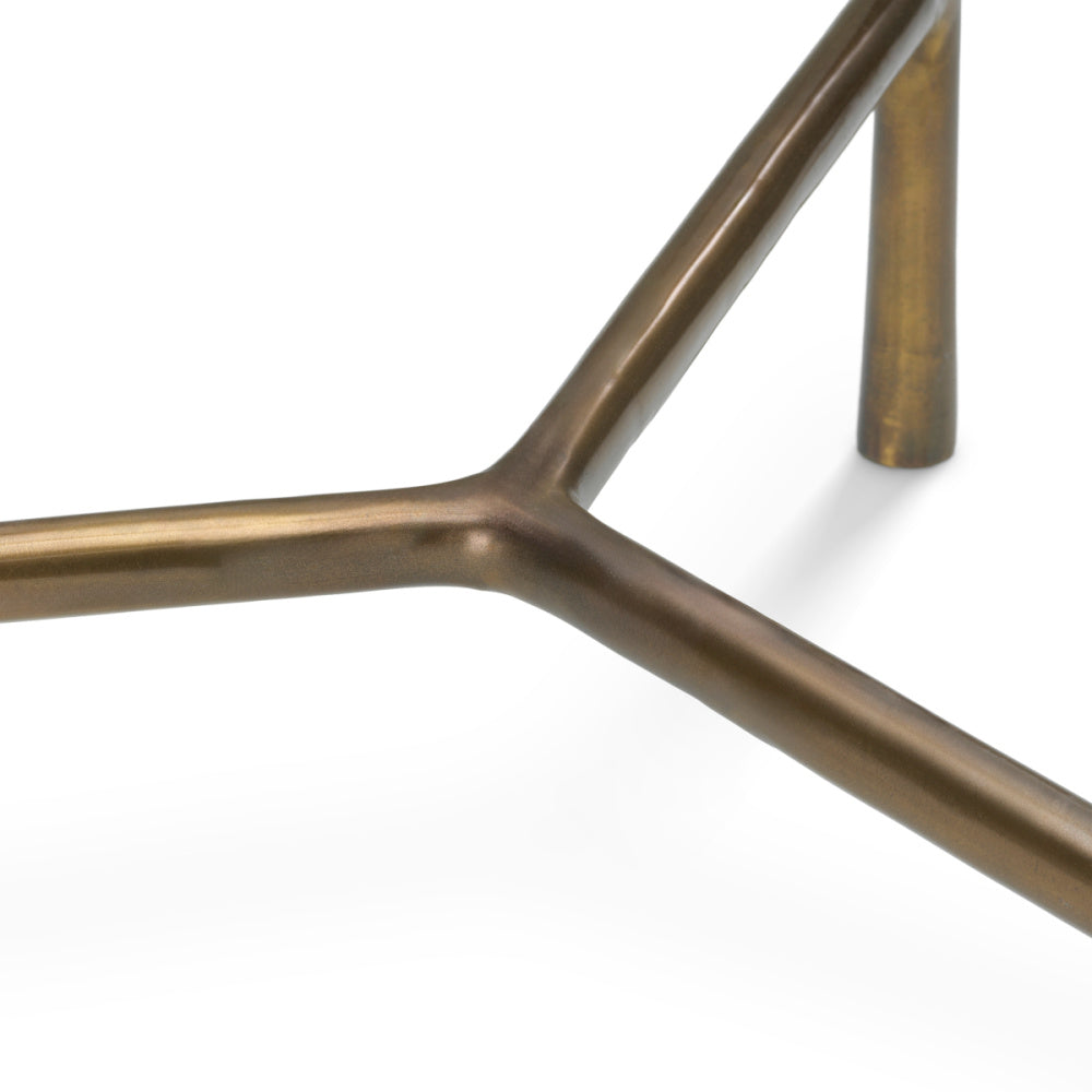 Eichholtz Baldovini Coffee Table, Vintage Brass, Handmade Glass (118321)