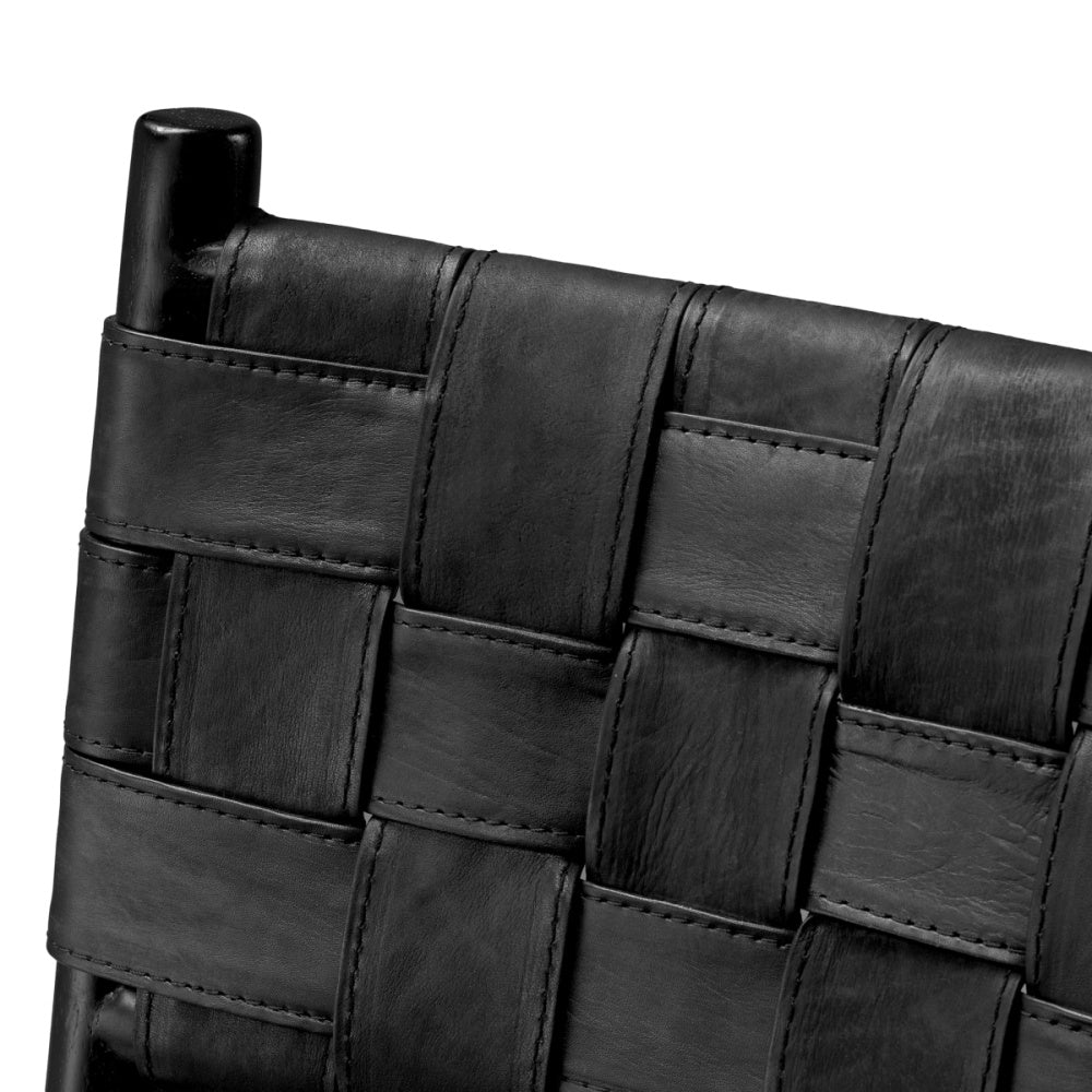 Eichholtz Tiberio Dining Chair, Black Leather, Black Legs (118396)