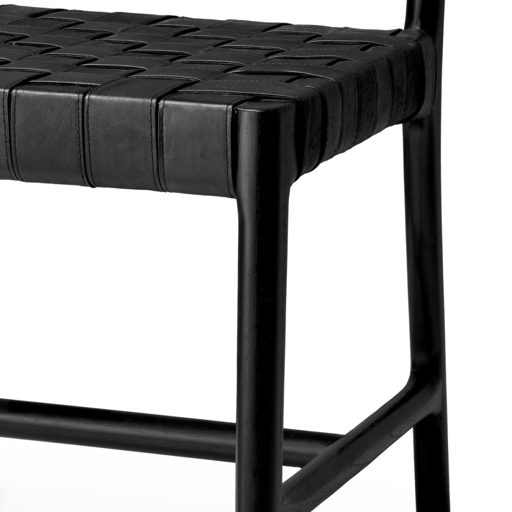 Eichholtz Tiberio Dining Chair, Black Leather, Black Legs (118396)