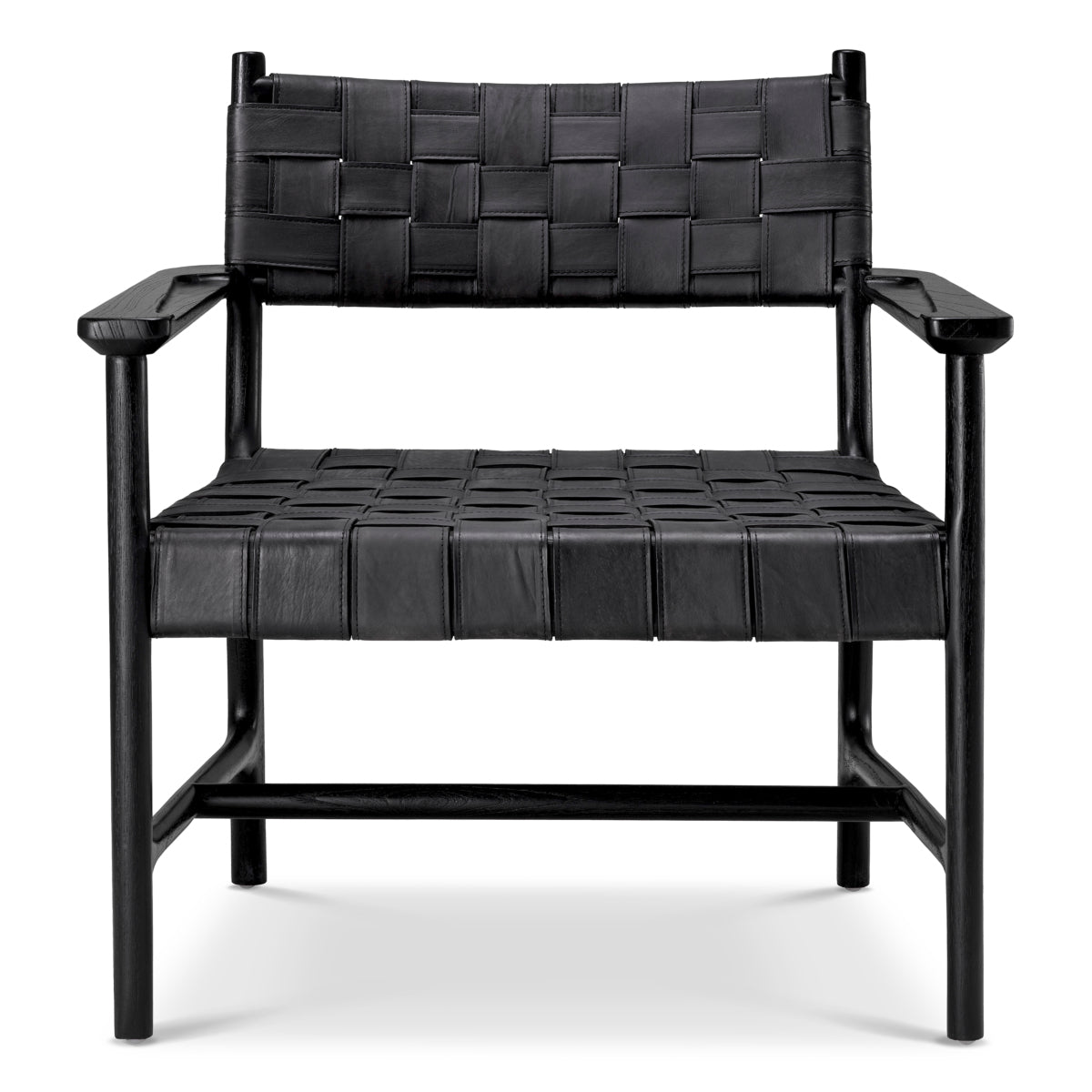 Eichholtz Tiberio Chair, Black Leather, Black Legs (118398)