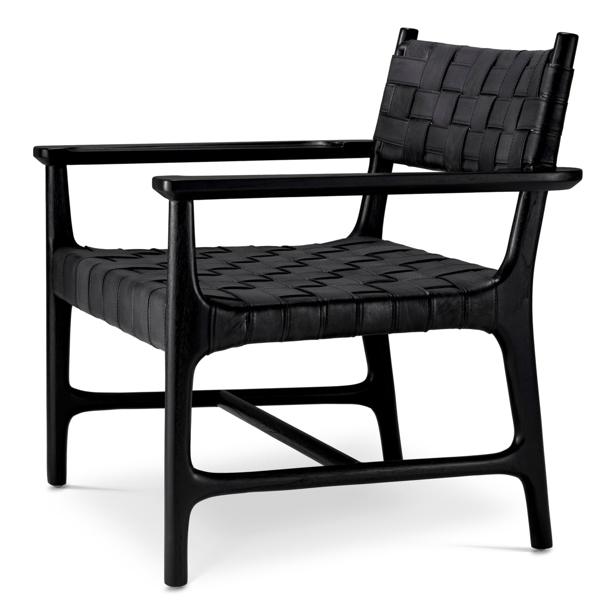 Eichholtz Tiberio Chair, Black Leather, Black Legs (118398)