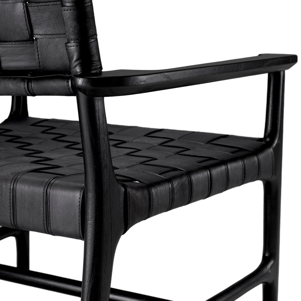 Eichholtz Tiberio Chair, Black Leather, Black Legs (118398)