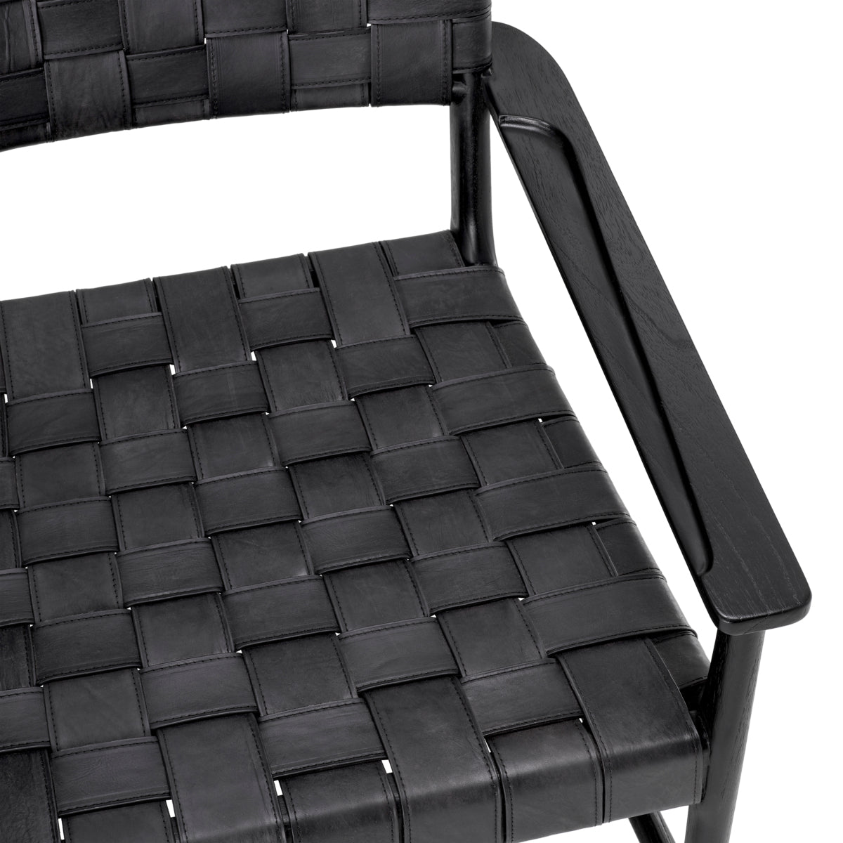 Eichholtz Tiberio Chair, Black Leather, Black Legs (118398)